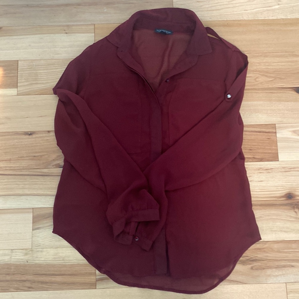 Aso Elena Gilbert vampire diaries sheer burgundy topshop top